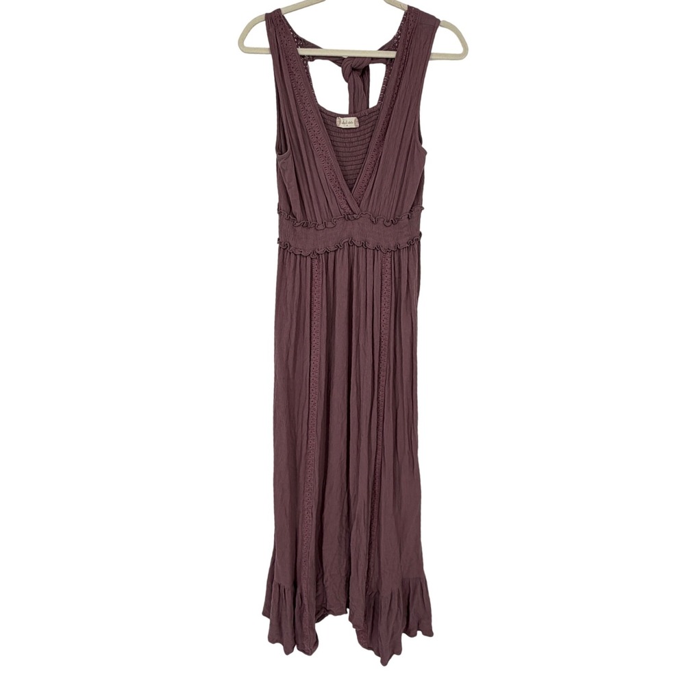 Altar'd State Boho Gauze Maxi Dress Empire Waist Lagenlook Mauve Flowy Medium